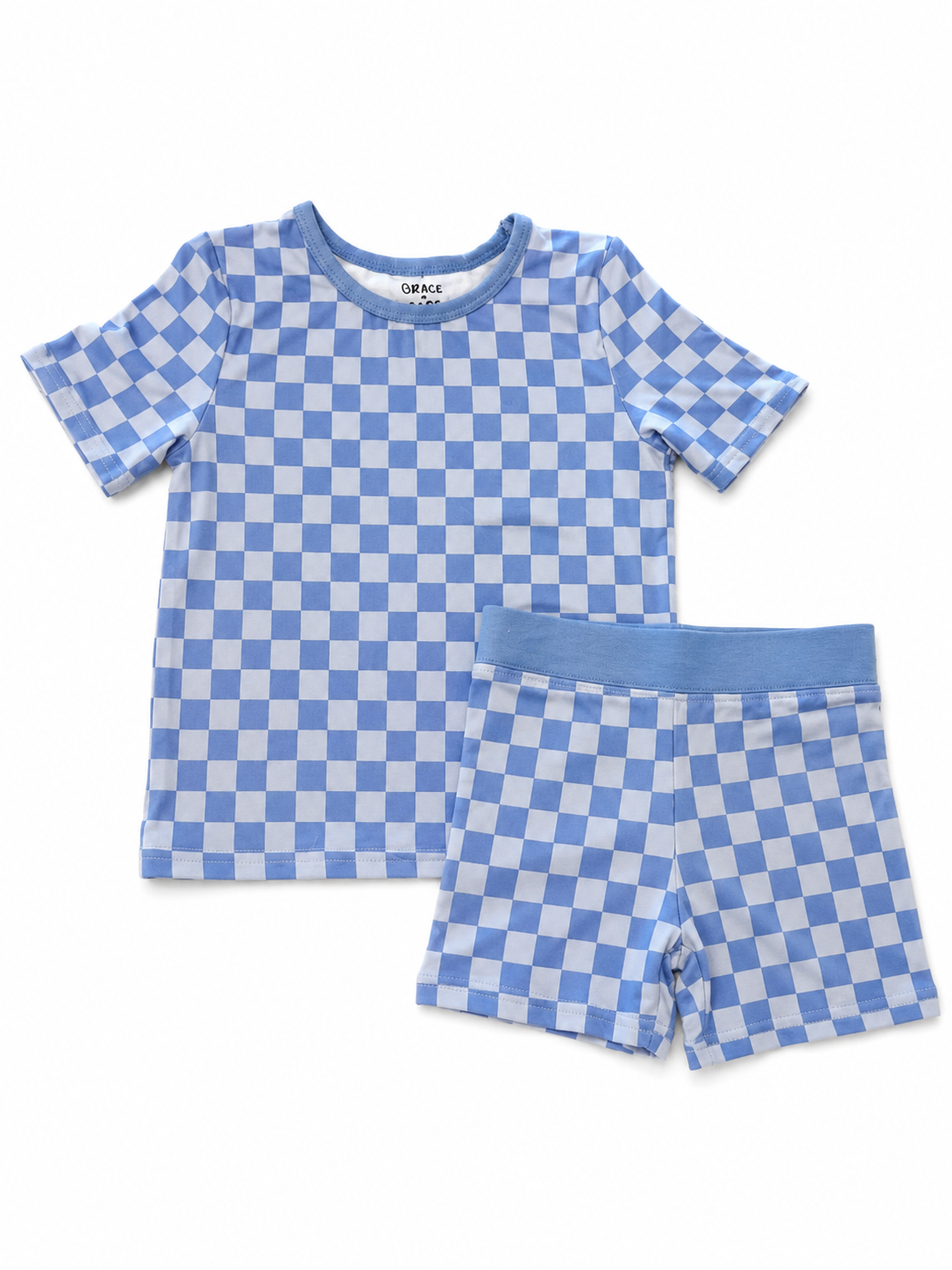 Blue Checks Short Set
