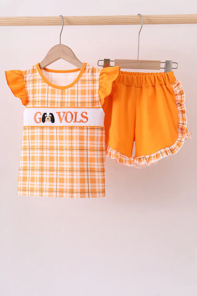 Tennessee Go Vols Smocked Ruffle Short Set