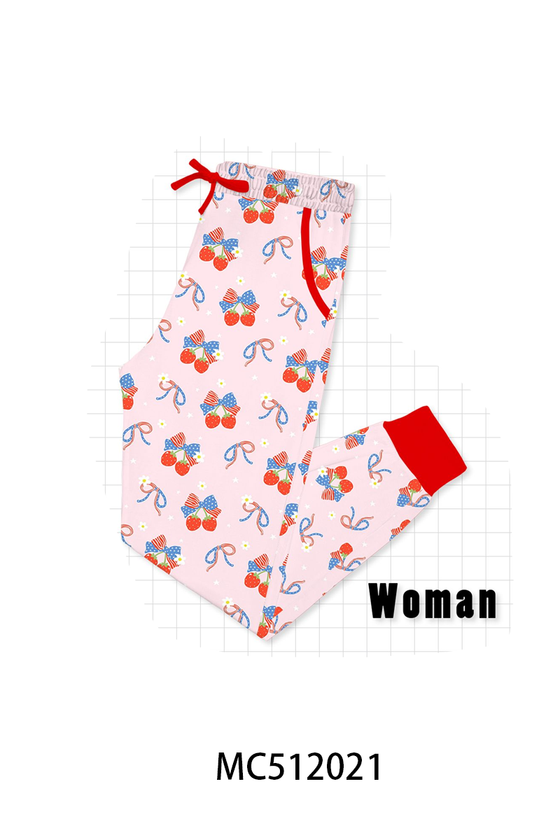 PO76 Pink strawberry flag bow bamboo collection