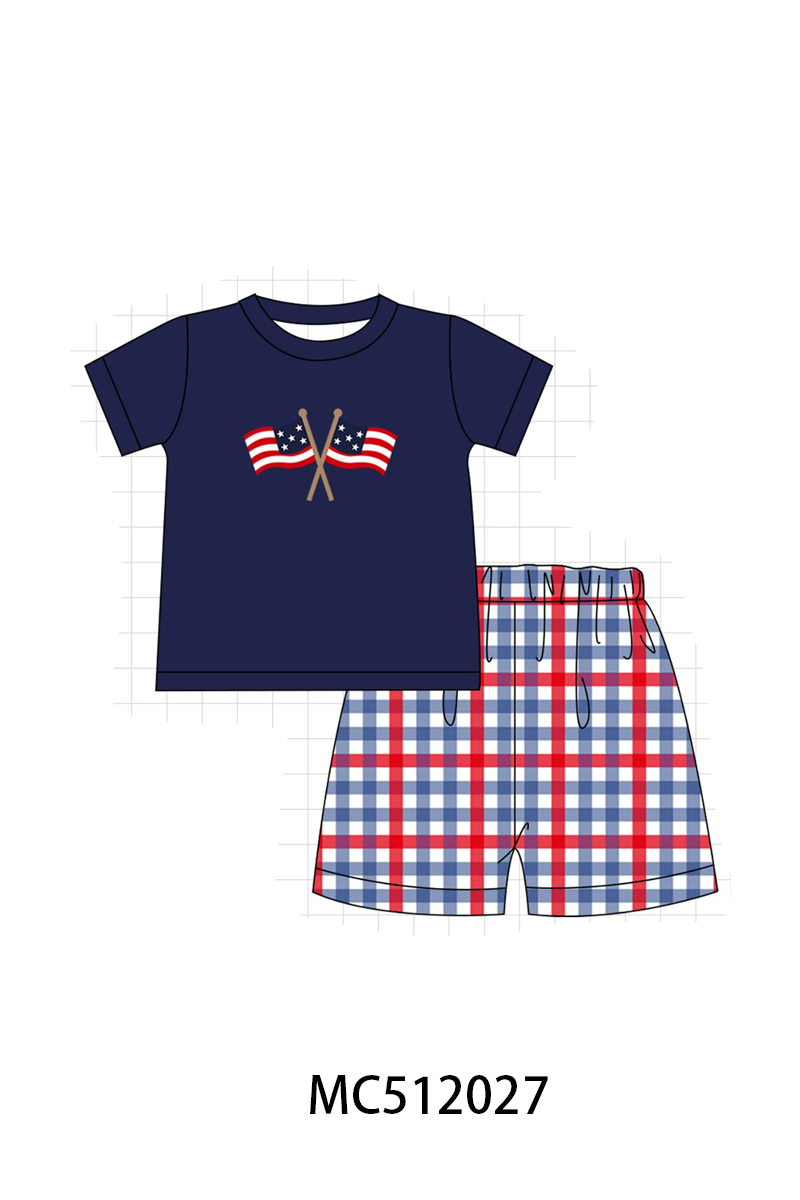 PO76 Navy patriotic flag embroidery collection