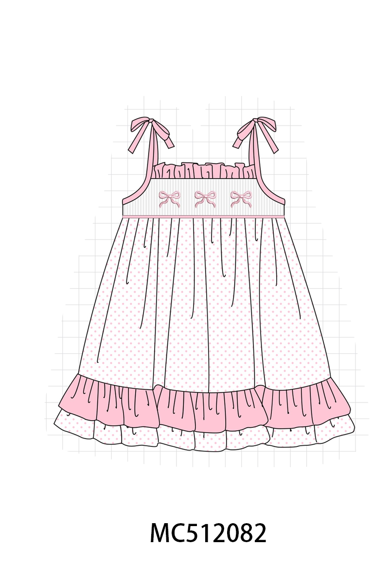 PO76 Pink bow smocked ruffle collection