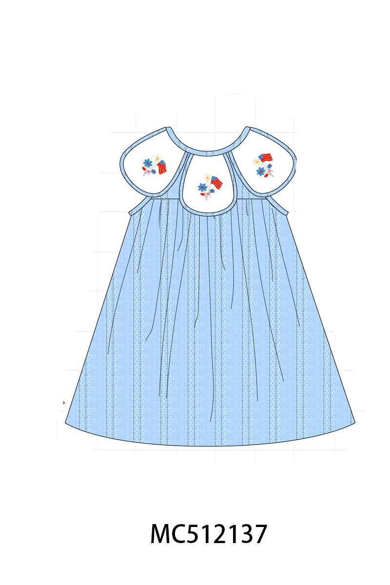 PO76 Blue Patriotic jacguard embroidery collection