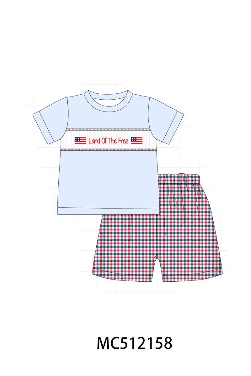 PO76 Patriotic Land of the free smocked gingham collection