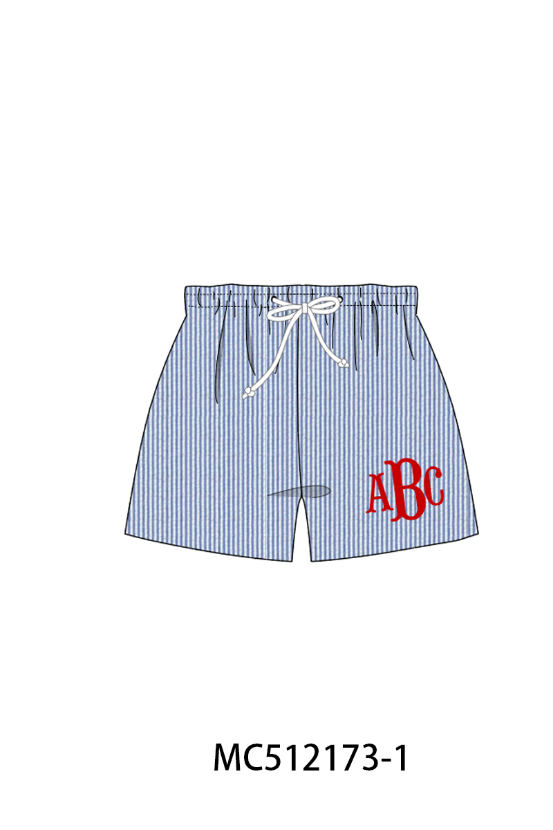 PO76 Blue seersucker monogram swimsuit collection