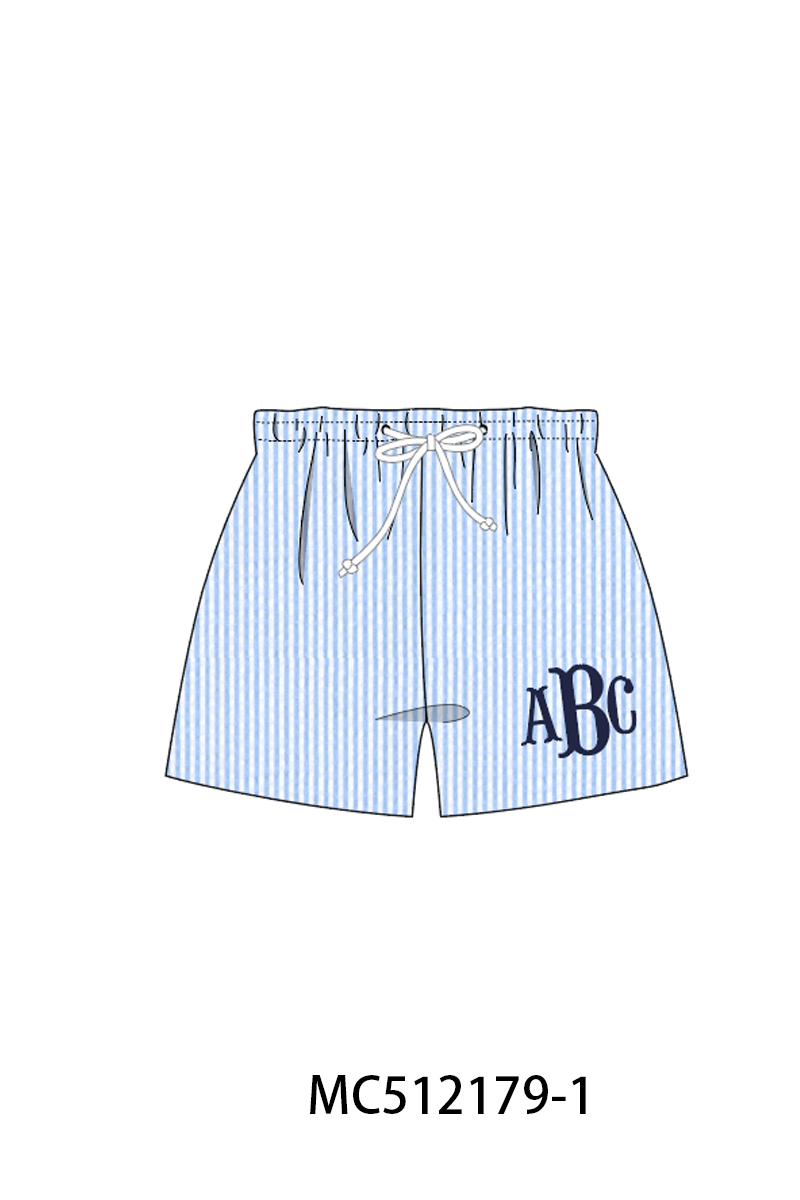 PO76 Pink monogram embroidery seersucker swimsuit collection