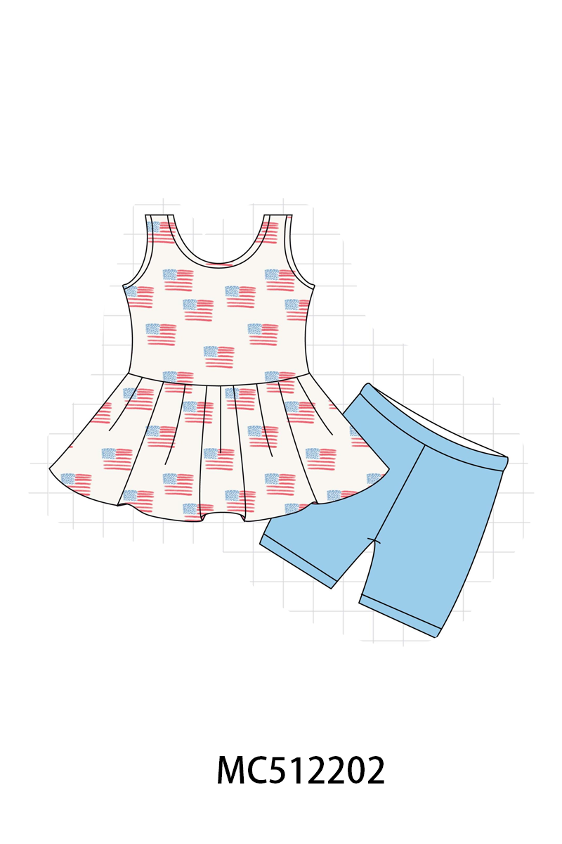 PO76 Blue patriotic flag print bamboo collection