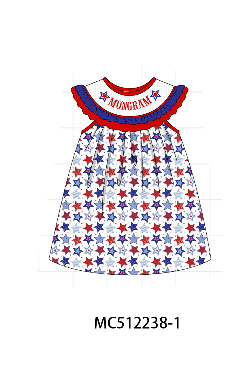 PO76 Red Patriotic star monogram embroidery collection