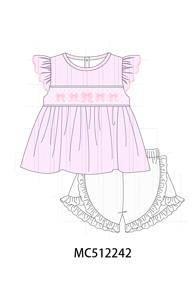PO76 Pink bow smocked collection