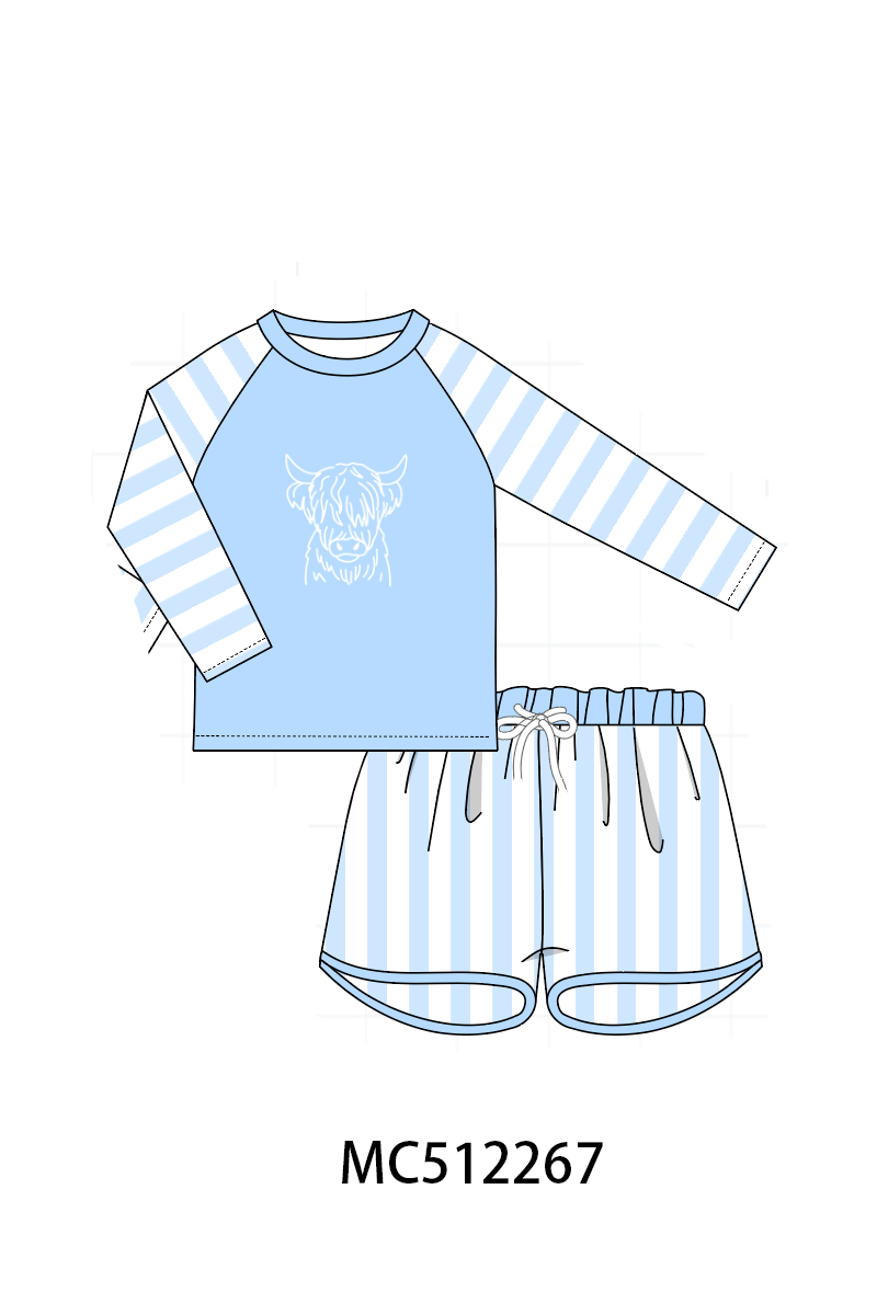 PO76 Blue farm print swimsuit collection