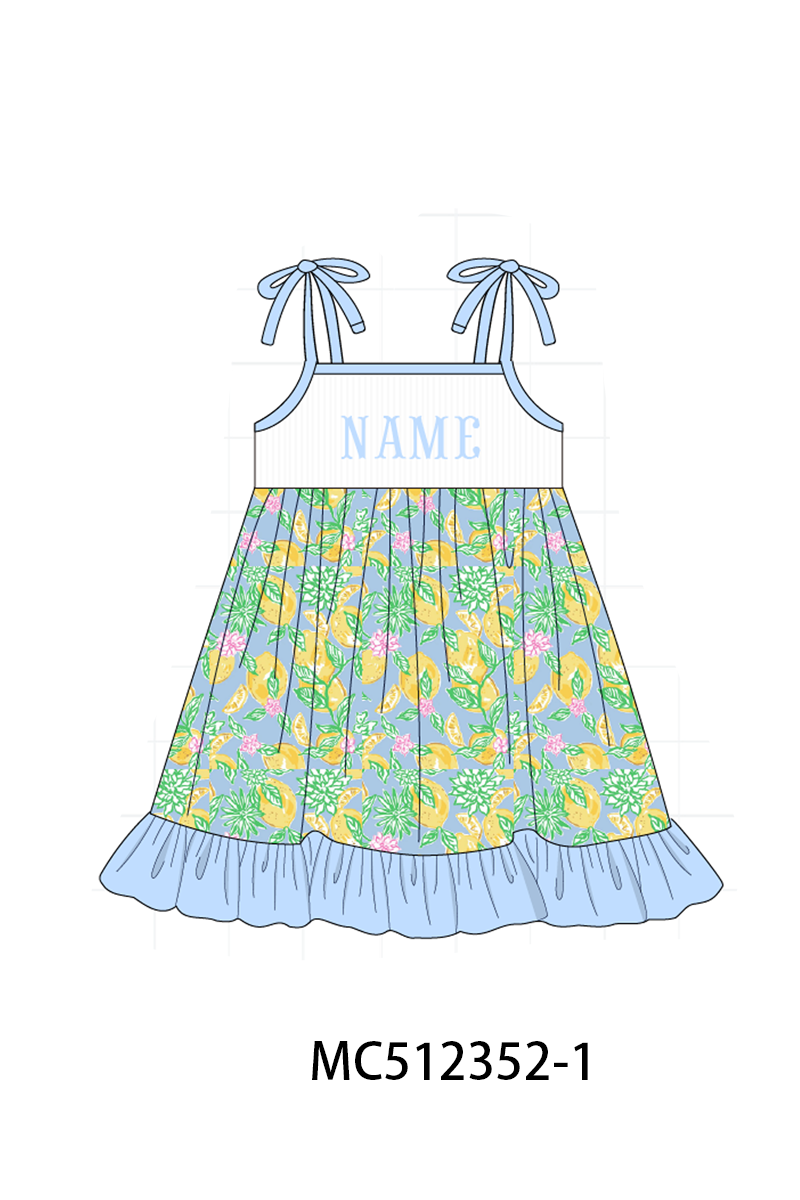 PO76 Green&blue lilly lemon monogram embroidery collection