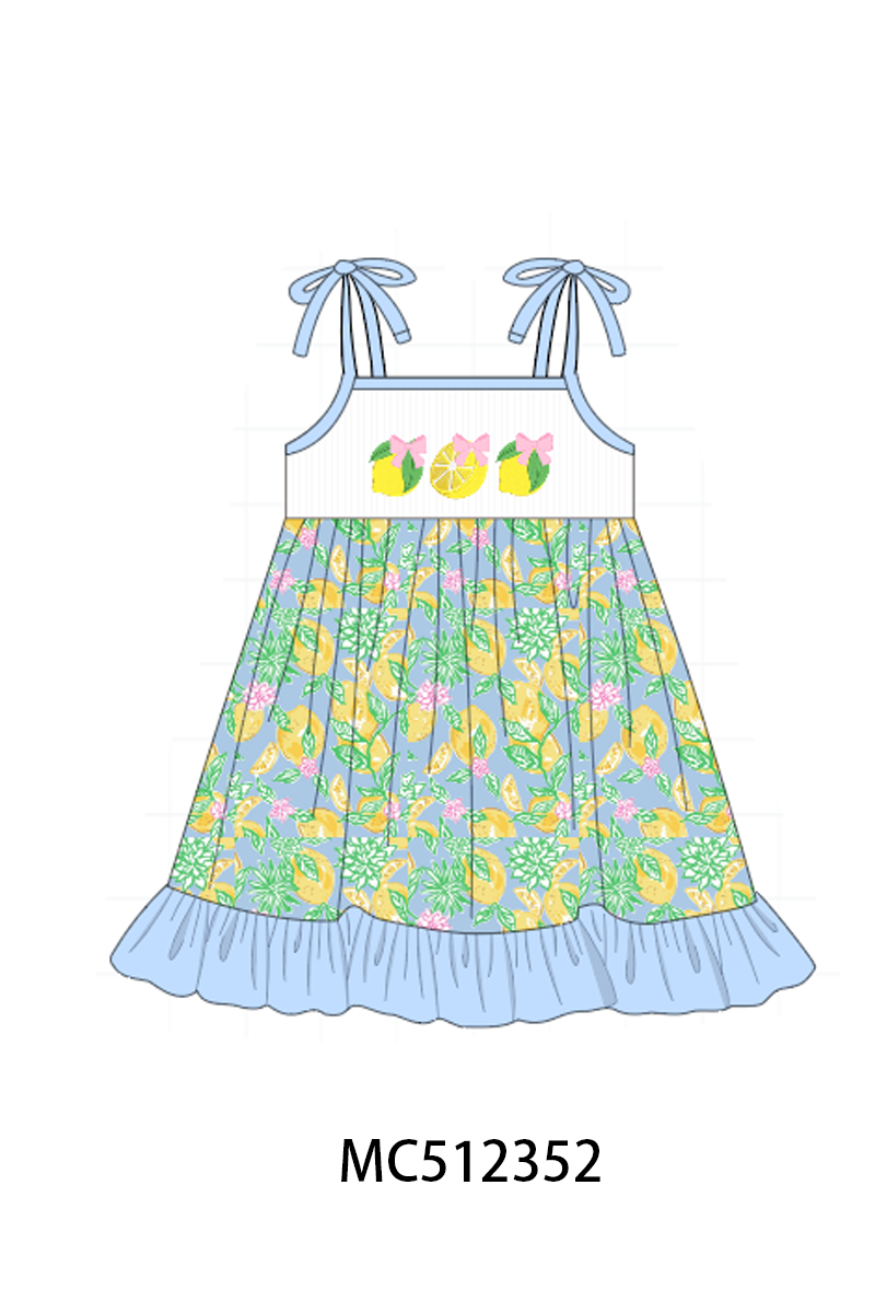 PO76 Green&blue lilly lemon embroidery collection