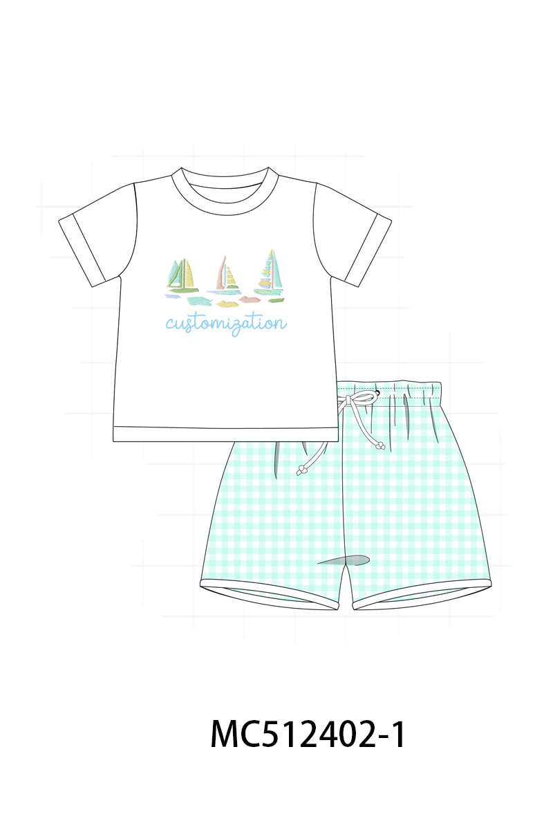 PO76 Pink sailboat monogram embroidery collection