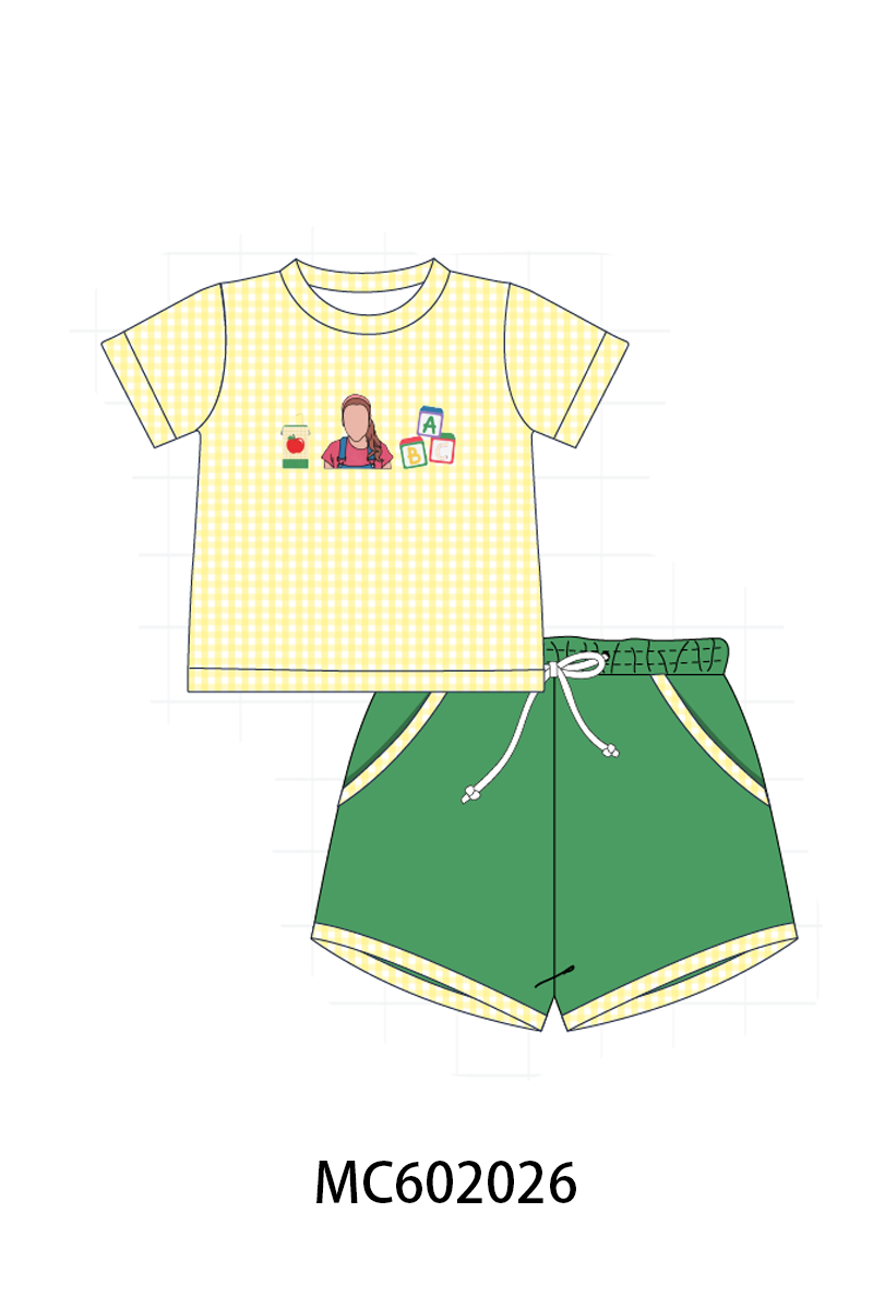 PO81 Ms rachel back to school embroidery ruffle gingham collection