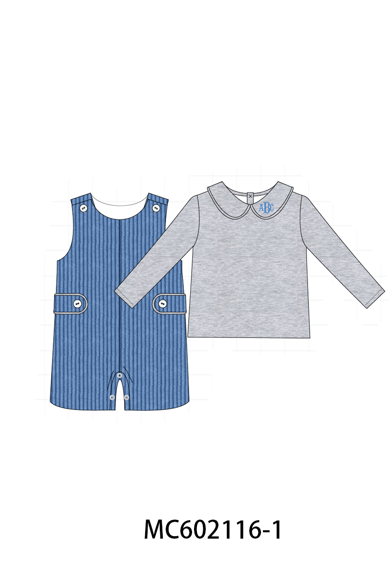 PO81 Corduroy jonjon set monogram embroidery boy collection 1