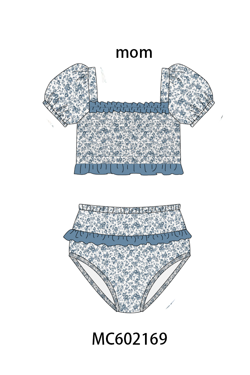 PO81 Garden floral smocked ruffle mom&me collection