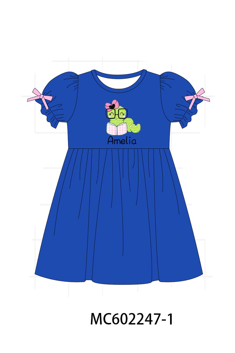 PO81 Blue bookworm applique monogram embroidery collection