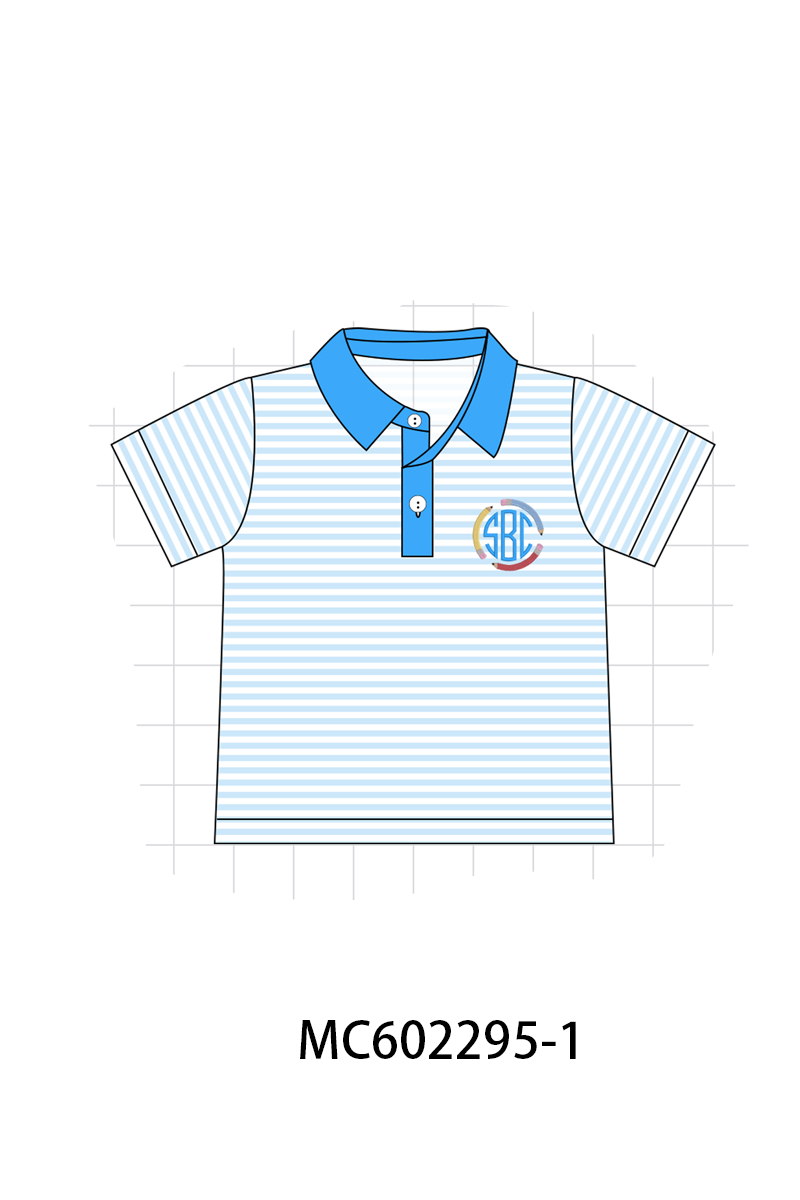 PO81 Pink&blue pencil monogram embroidery stripe collection