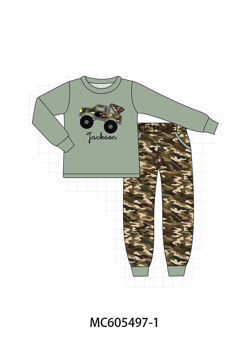 PO93 Gren leopard truck applique monogram embroidery collection