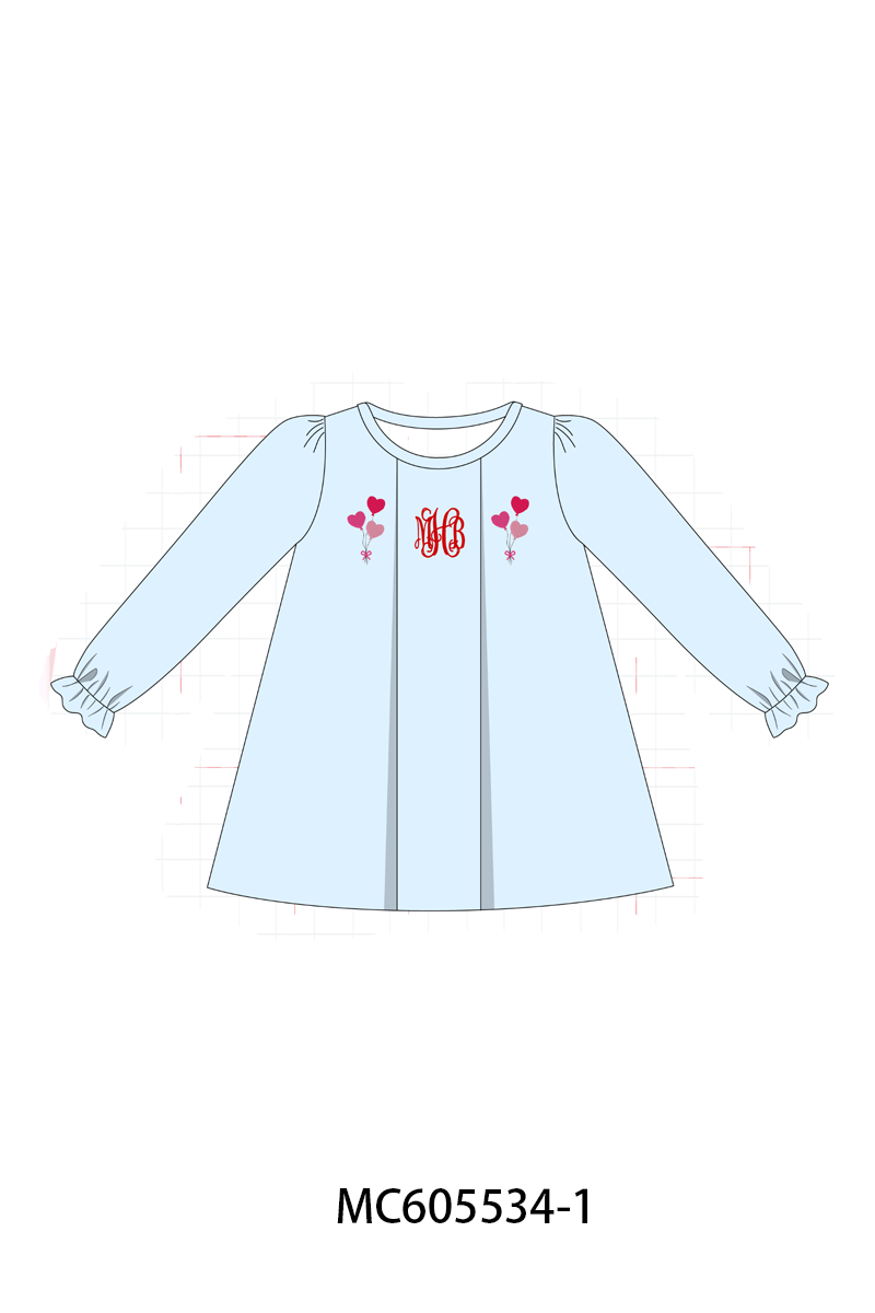 PO95 Blue valentine's day heart monogram embroidery collection