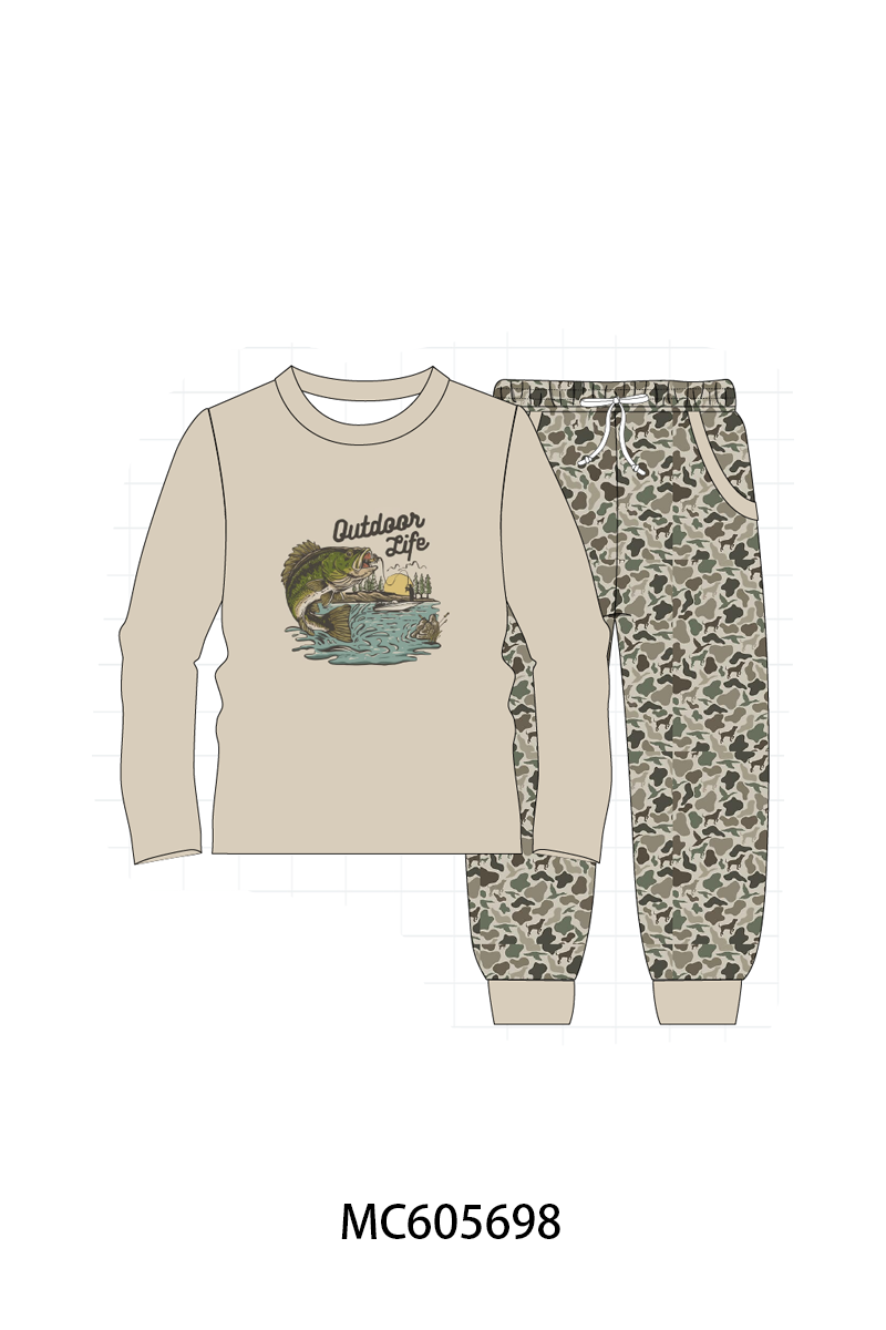 PO93 Khaki camo fishing print collection