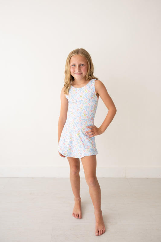 Blue Coquette Bows Athletic Skort Set