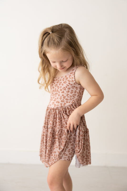 Leopard Athletic Mesh Dress w/ Shorts