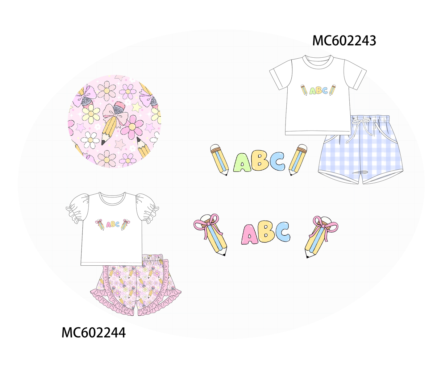 PO81 Back to school ABC pencil embroidery collection