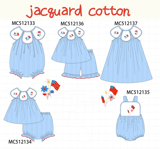PO76 Blue Patriotic jacguard embroidery collection