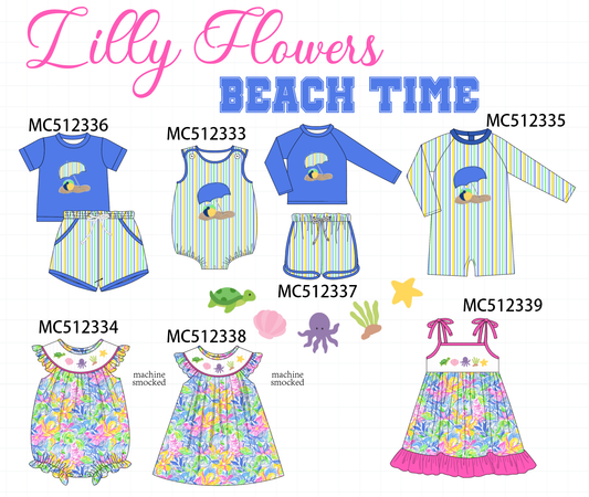 PO76 Blue&pink beach time embroidery collection