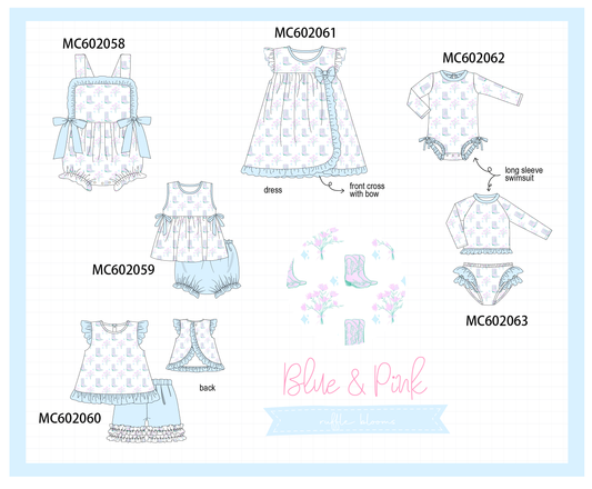 PO81 Blue boots print ruffle collection