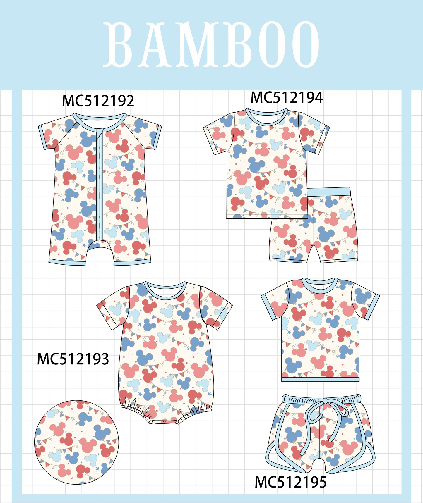 PO76 Blue character print bamboo collection