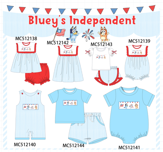 PO76 Blue patriotic character embroidery stripe collection