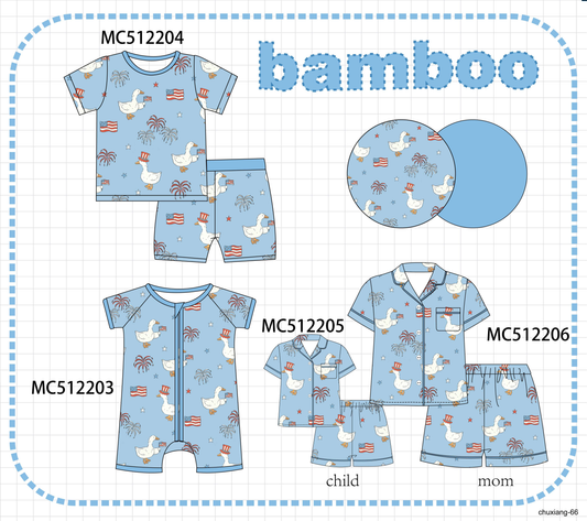 PO76 Blue patriotic goose flag print bamboo collection