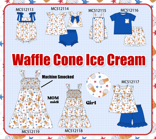 PO76 Blue patriotic waffle cone ice cream print collection