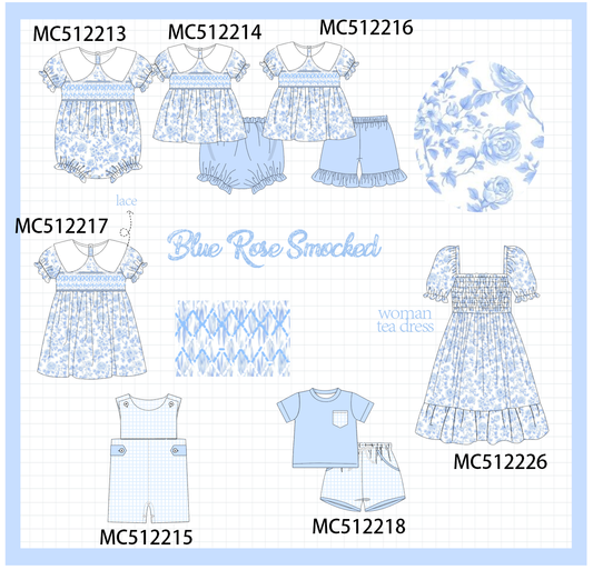 PO76 Blue rose smocked collection