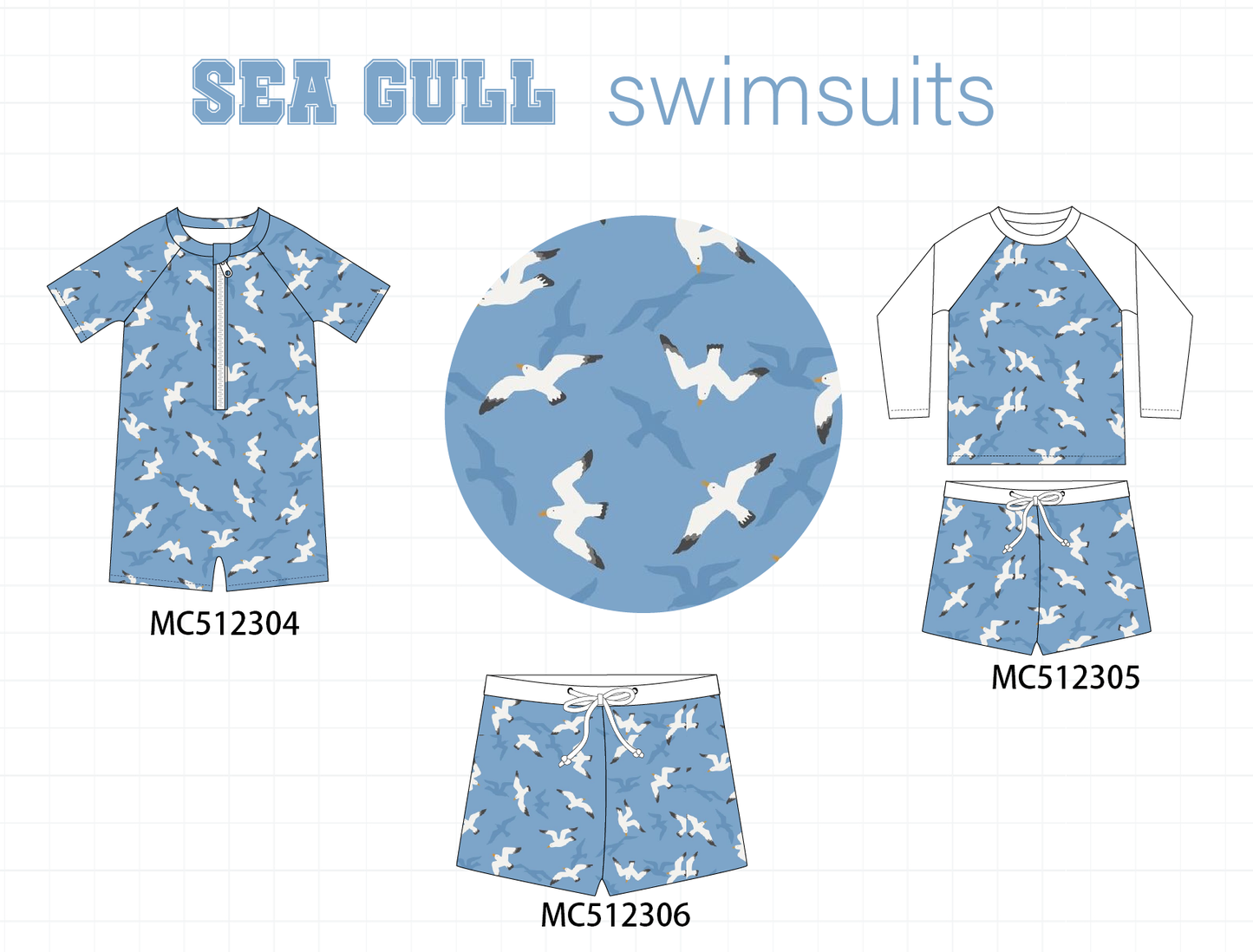 PO76 Blue sea gull boy swimsuit collection
