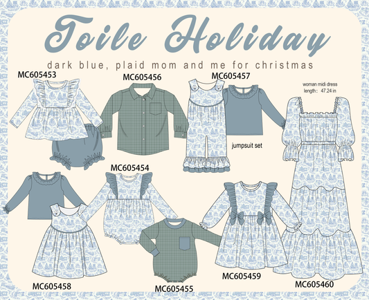 PO93 Blue toile holiday print collection