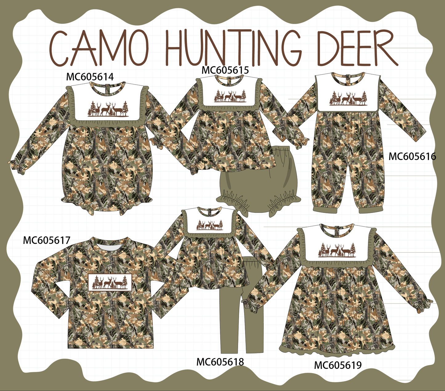 PO93 Camo hunting deer embroidery collection