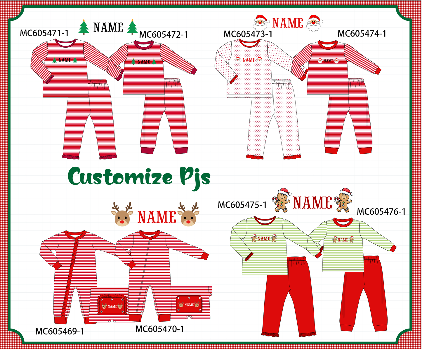 PO93 Christmas stripe tree santa monogram embroidery collection