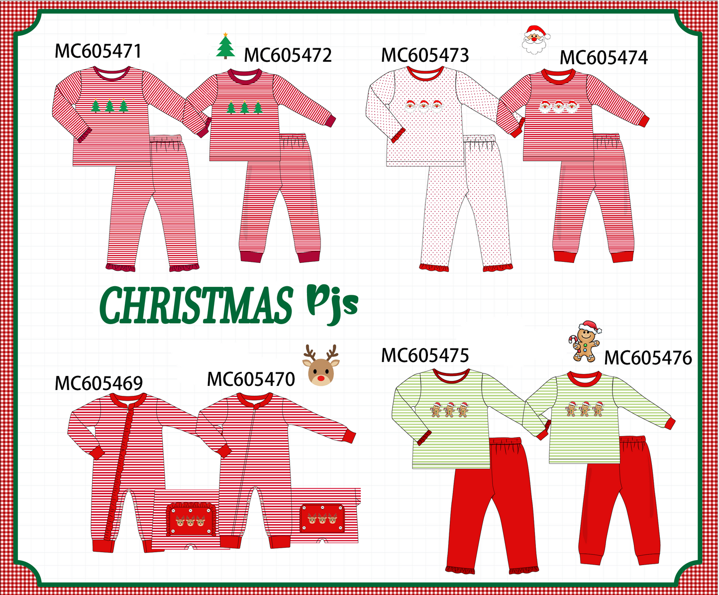 PO93 Christmas stripe tree santa reindeer gingerbread embroidery collection