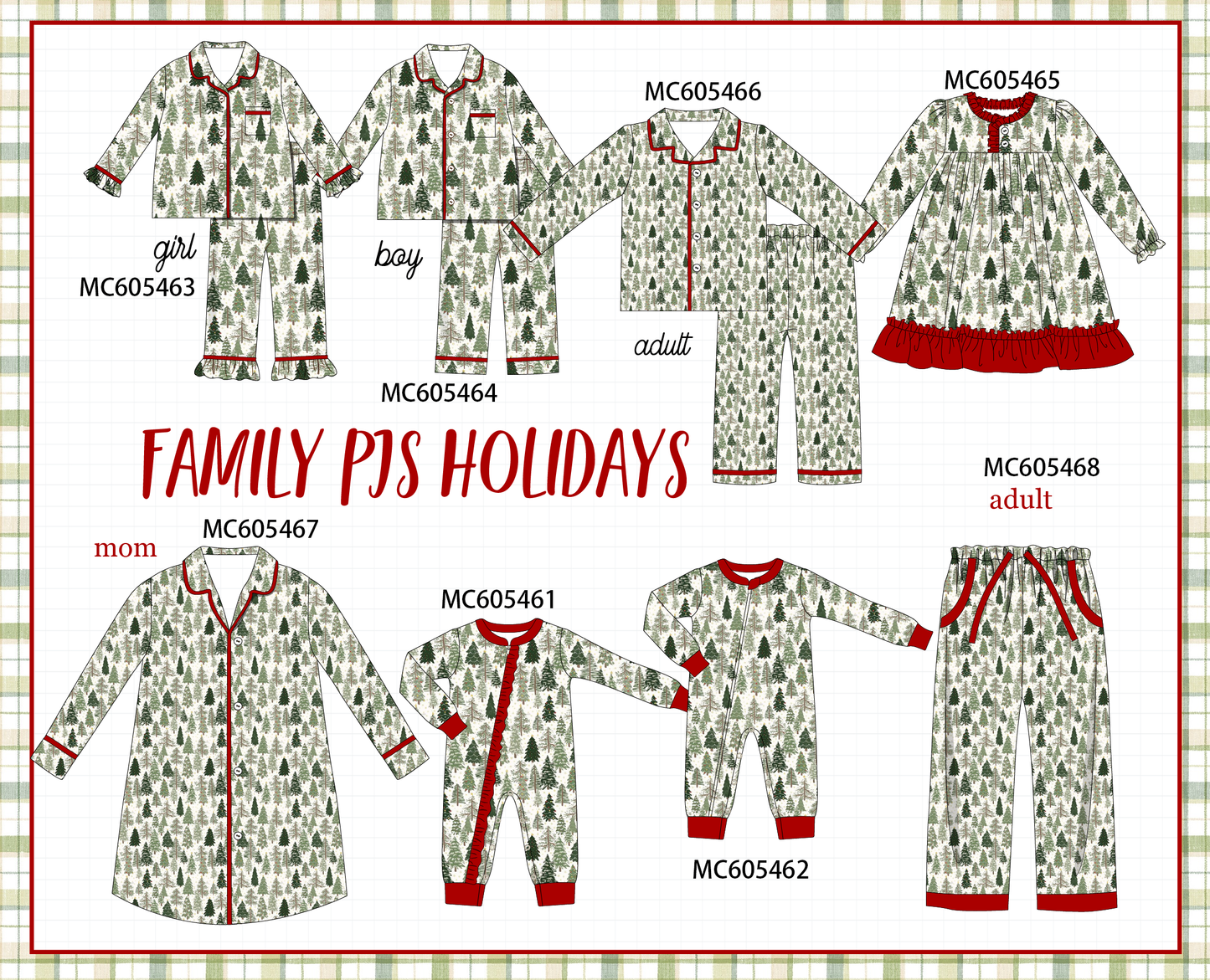 PO93 Christmas tree family pajama collection