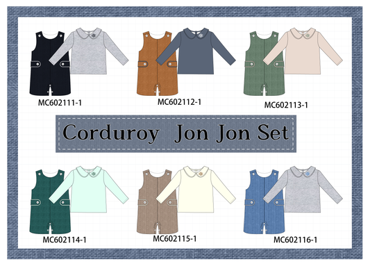 PO81 Corduroy jonjon set monogram embroidery boy collection 1