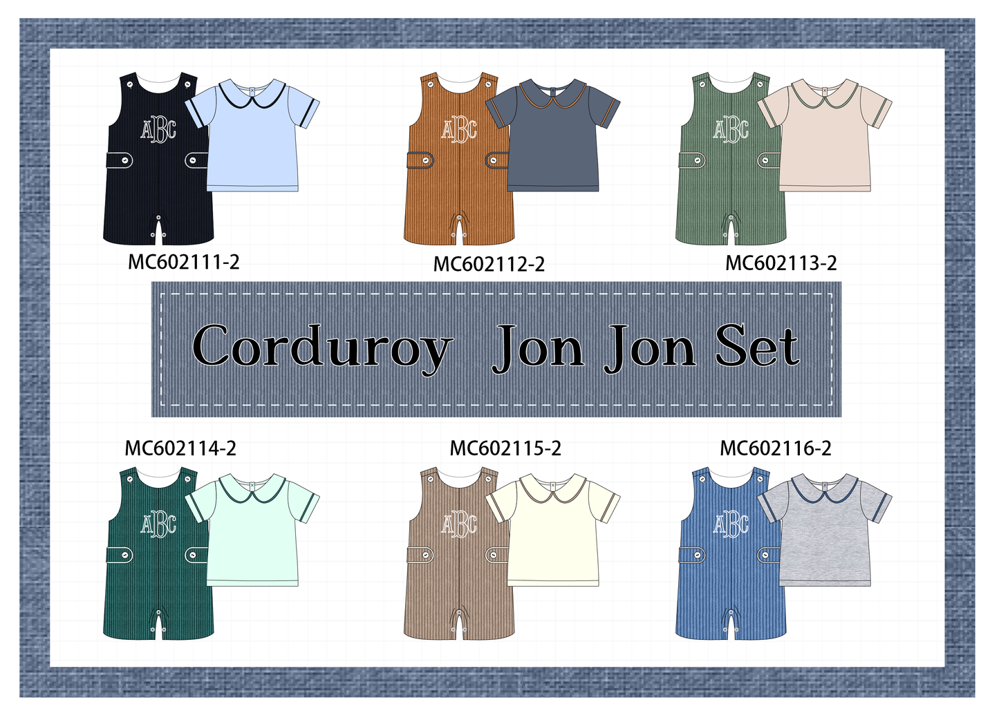PO81 Corduroy jonjon set monogram embroidery boy collection 2