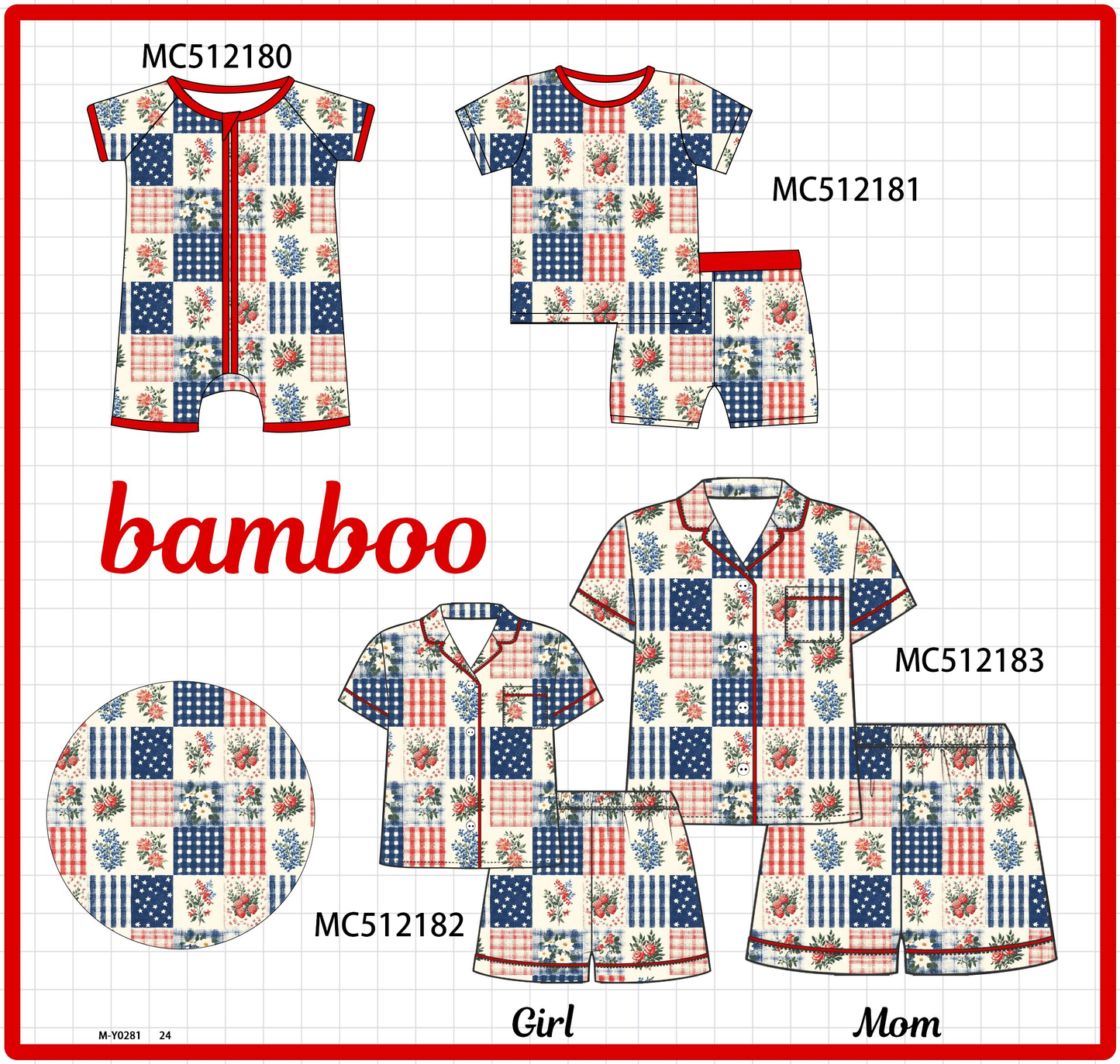 PO76 Floral checkered print bamboo collection