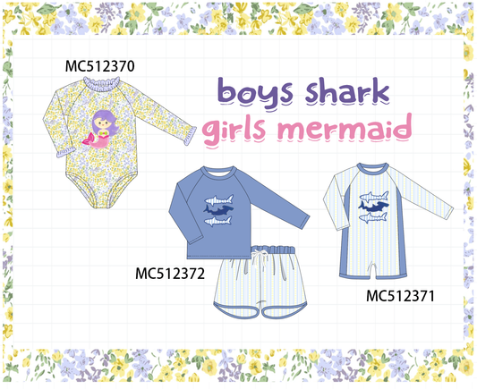 PO76 Floral mermaid shark applique collection