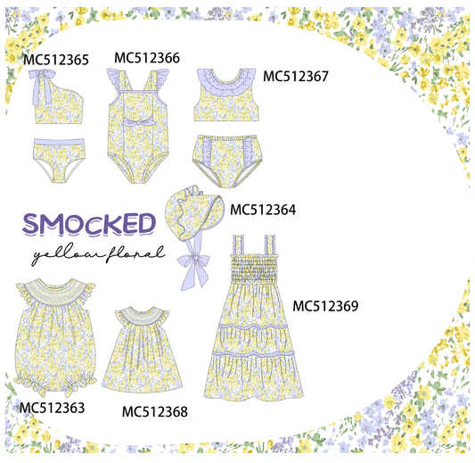 PO76 Floral print smocked ruffle collection