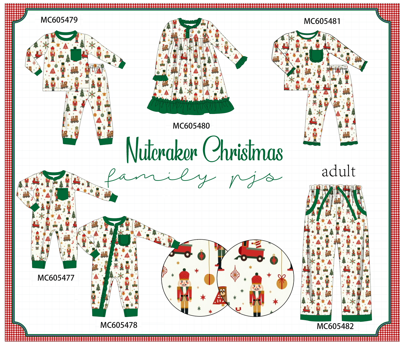 PO93 Forest nutcracker print pajama collection