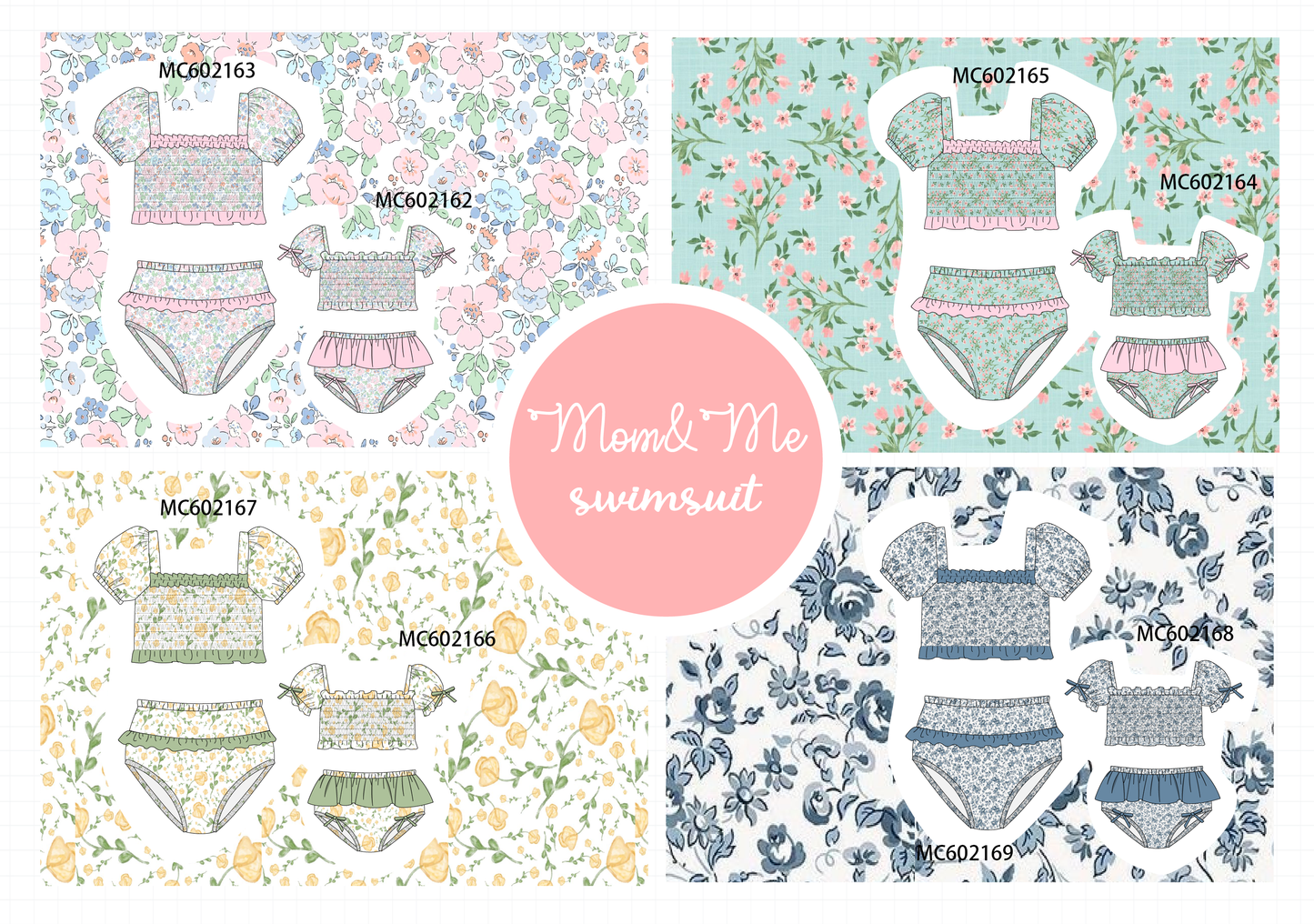 PO81 Garden floral smocked ruffle mom&me collection