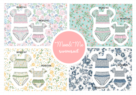 PO81 Garden floral smocked ruffle mom&me collection