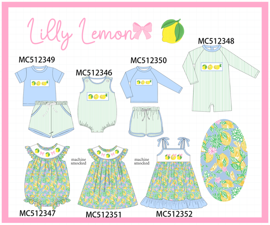 PO76 Green&blue lilly lemon embroidery collection